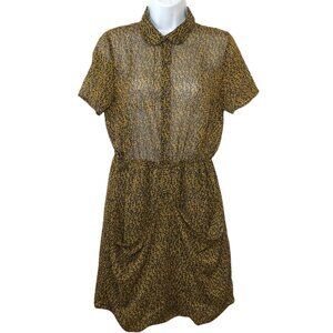 Alice in the Eve Shirt Dress 10 Animal Print Peter Pan Collar Short Sleeve Twee